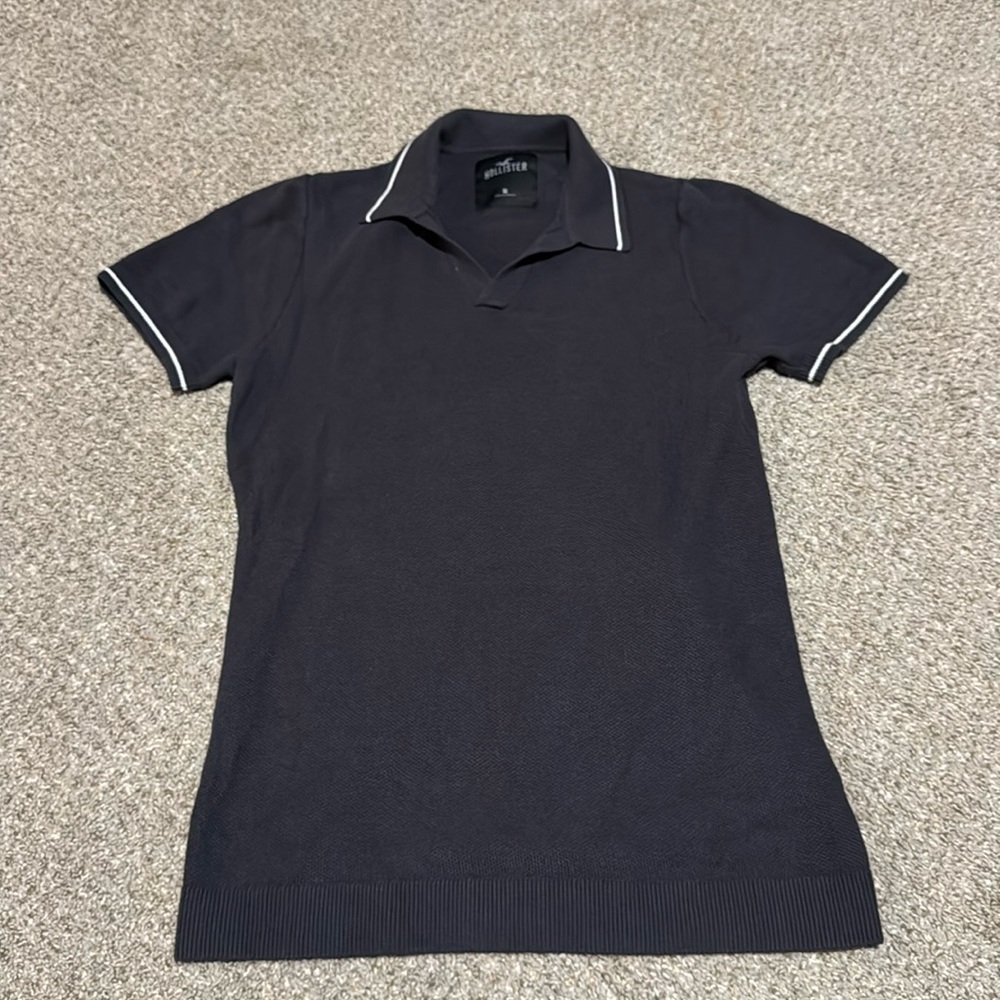 Hollister Grey Johnny Collar Sweater Polo